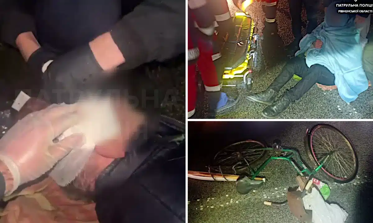 Патрульні надають домедичну допомогу потерпілому.