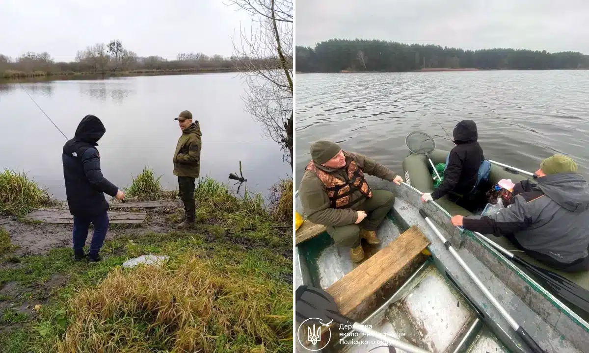 ДЕІ спілкується з рибалками під час рейду на Рівненщині.