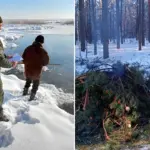 Риболовля з використанням екрана, і спалювання решток дерева.