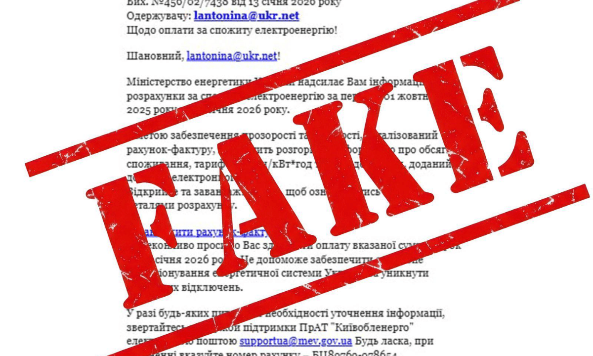 шахрайські листи від імені Міненерго