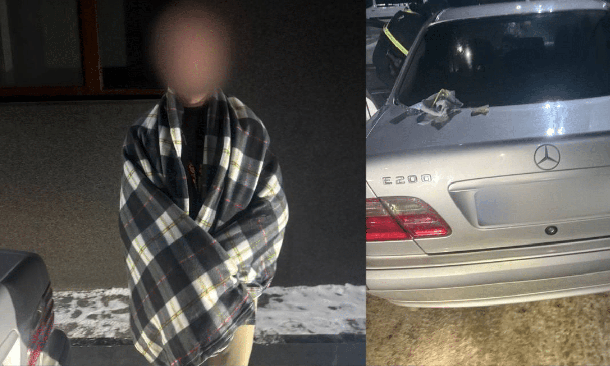 водій із заблюреним обличчям та автомобіль