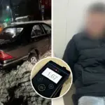 Авто, нетверезий водій і алкотестер.