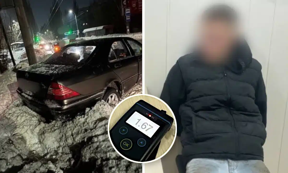 Авто, нетверезий водій і алкотестер.