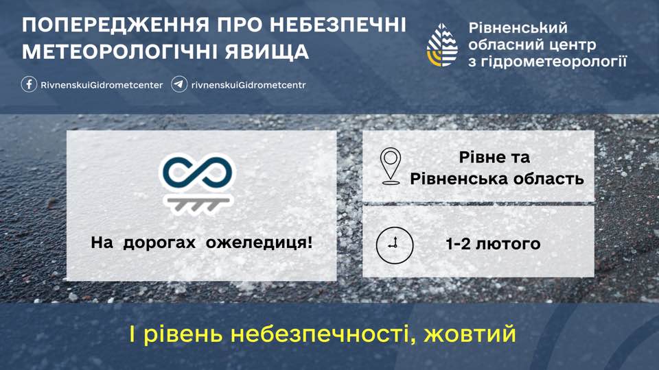 Попередження про ожеледицю.