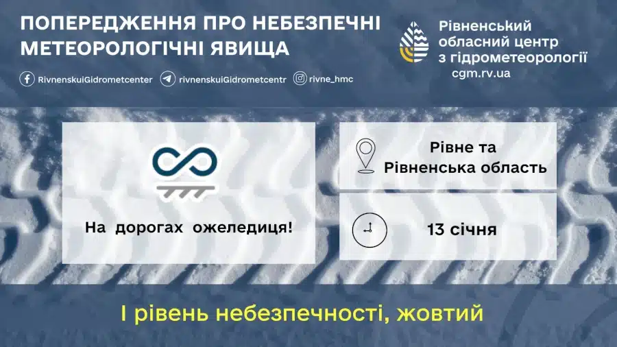 Попередження про ожеледицю.