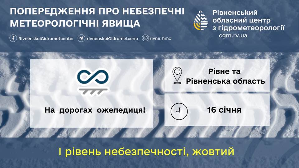 Попередження про ожеледицю.