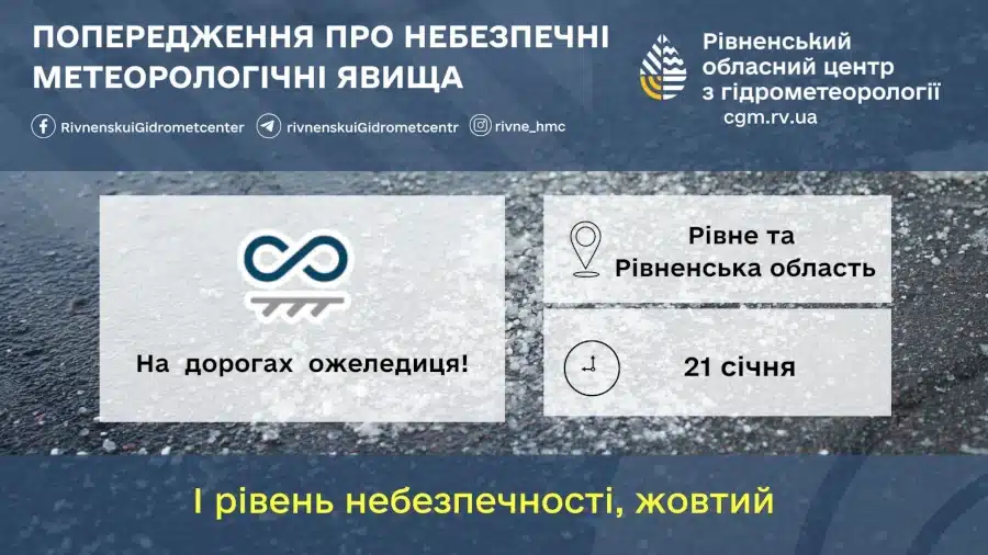 Попередження про ожеледицю.