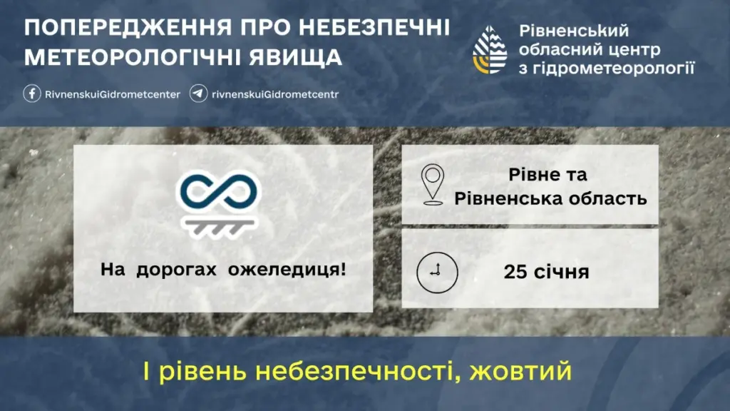 Попередження про ожеледицю.