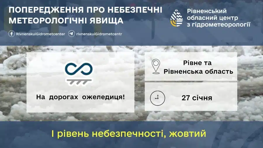 Попередження про ожеледицю.