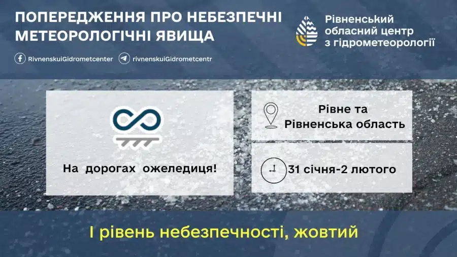 Попередження про ожеледицю.