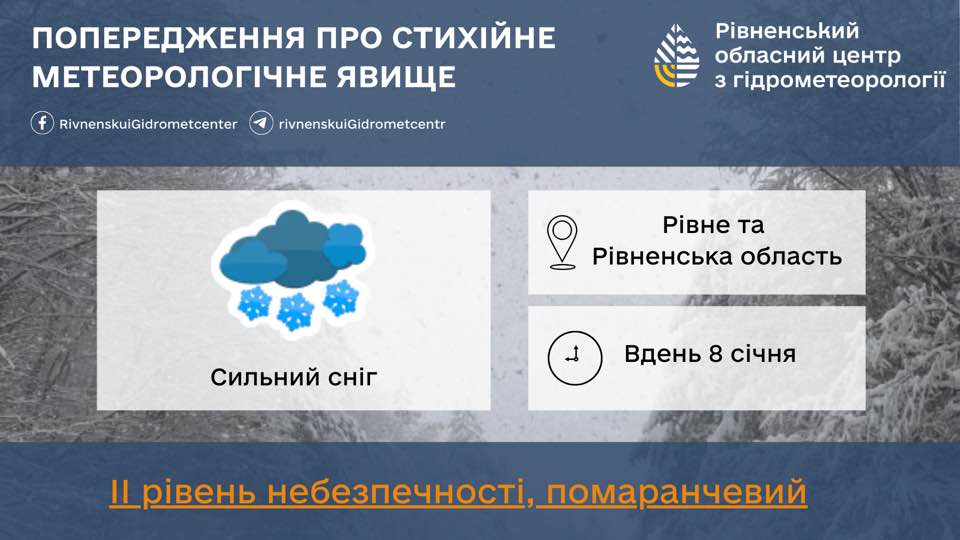 Попередження про сильний сніг.