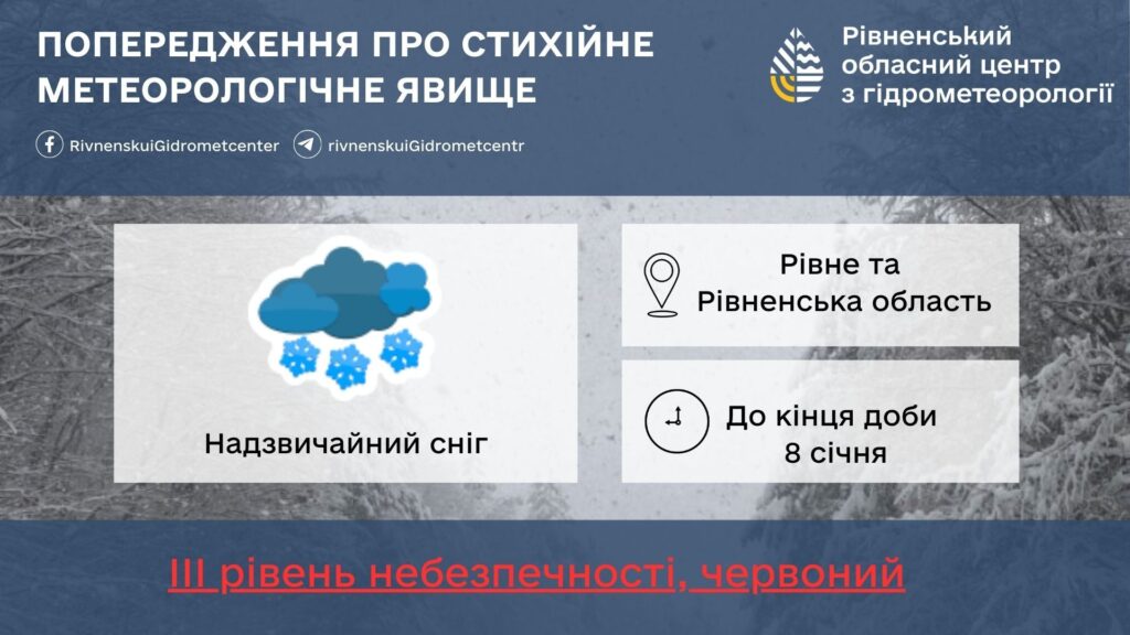 Попередження про надзвичайний сніг.
