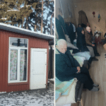 Соціальний притулок у Рівному взимку: зовні невелика будівля, всередині люди гріються, відпочивають та отримують допомогу