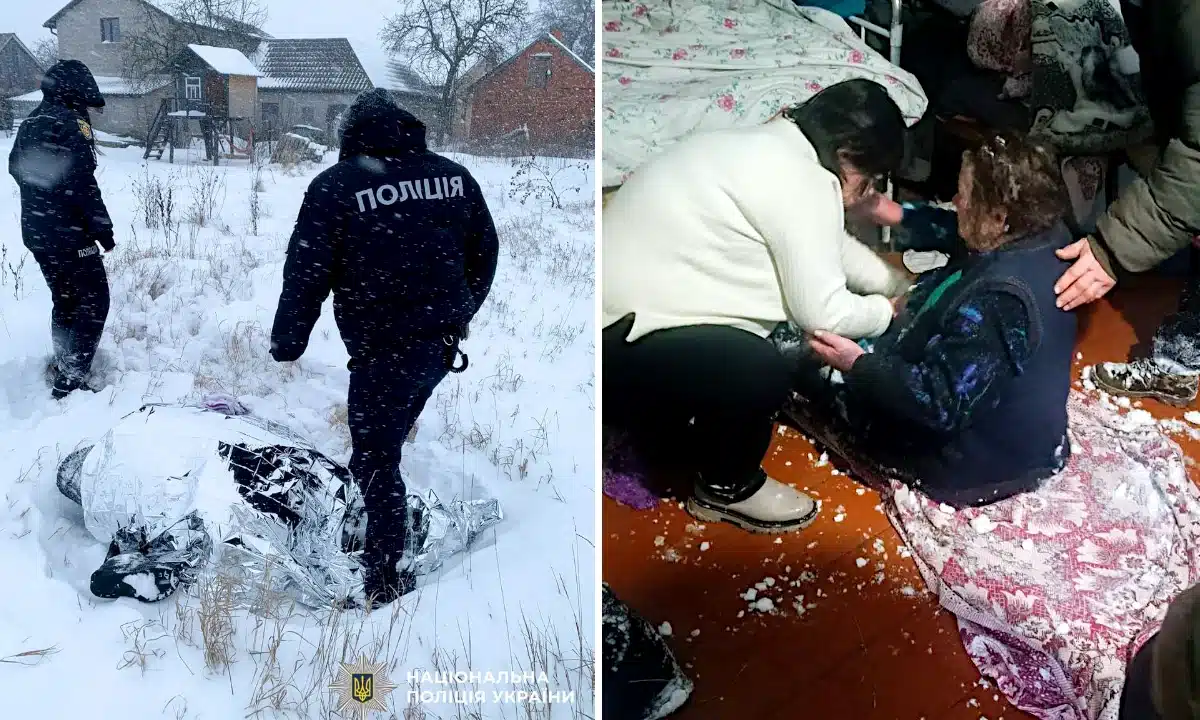 Пенсіонерку у Дубровиці врятували зі снігової пастки – її встигли знайти поліцейські Поліцейський і врятована жінка.