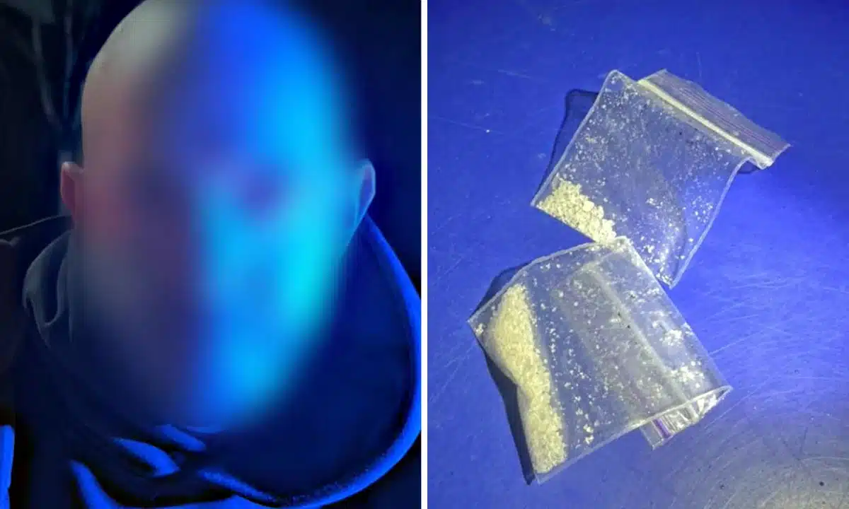 Затриманий чоловік і виявлені наркотики.