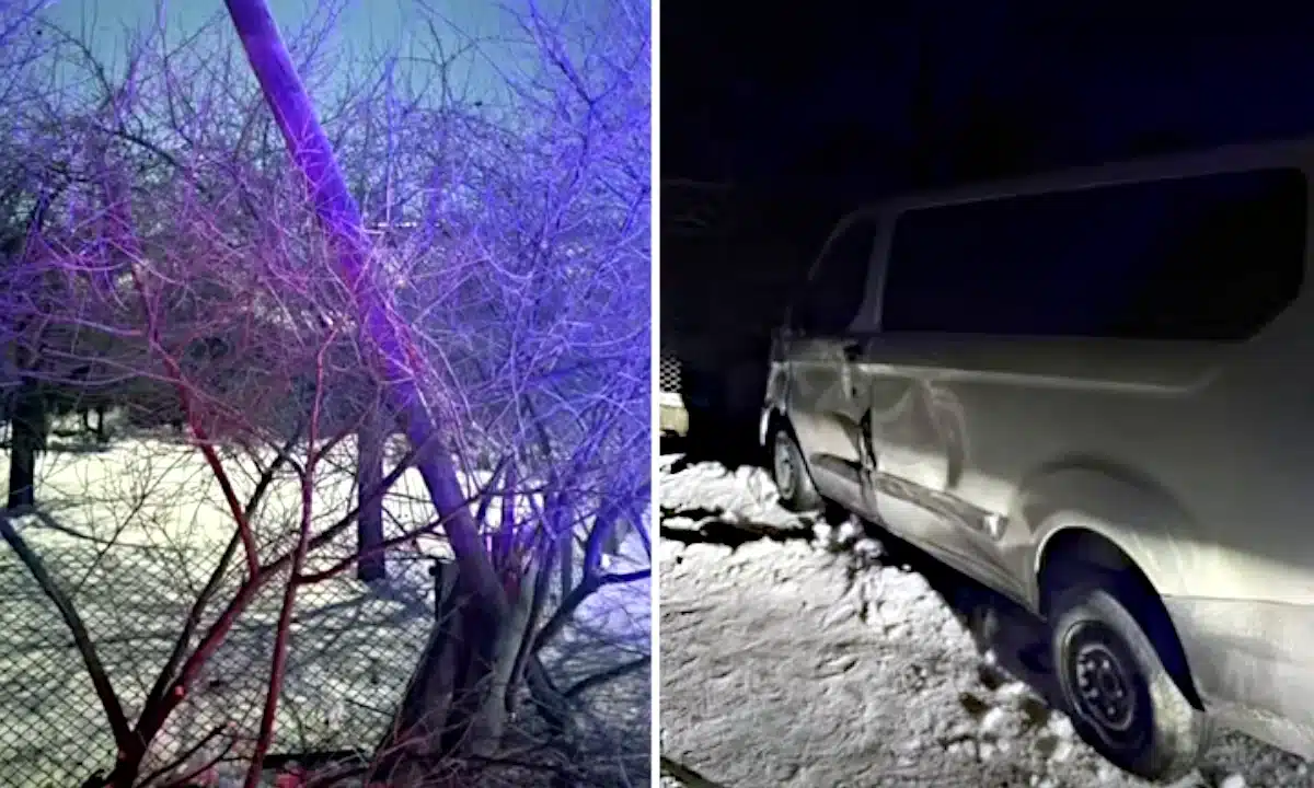 Пошкоджені електроопора і авто.