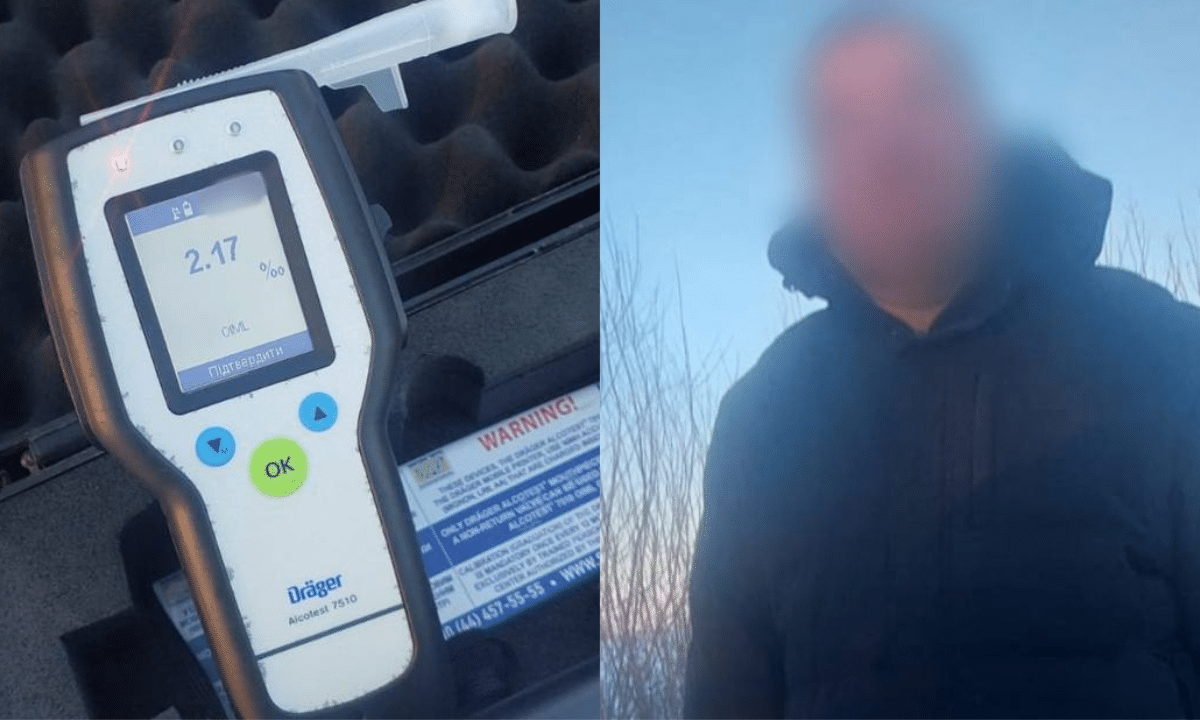 Нетверезий водій, алкотестер зафіксував 2,17 проміле алкоголю