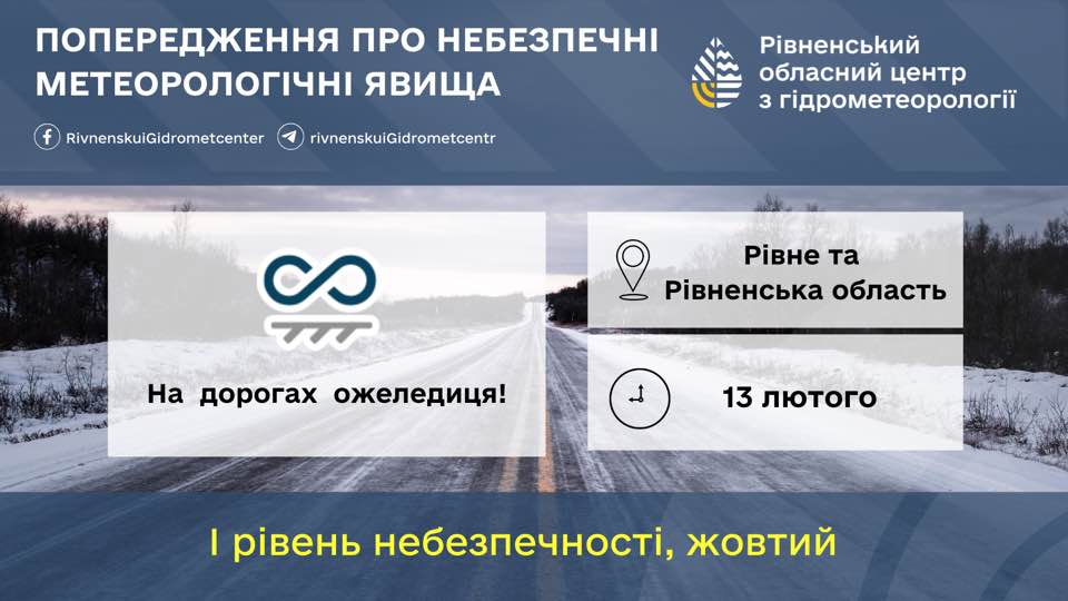 Попередження про ожеледицю.