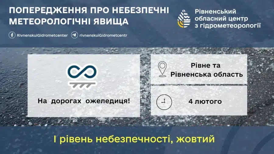 Попередження про ожеледицю.