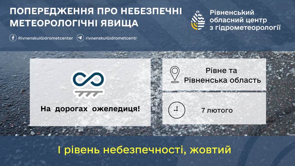 Попередження про ожеледицю.