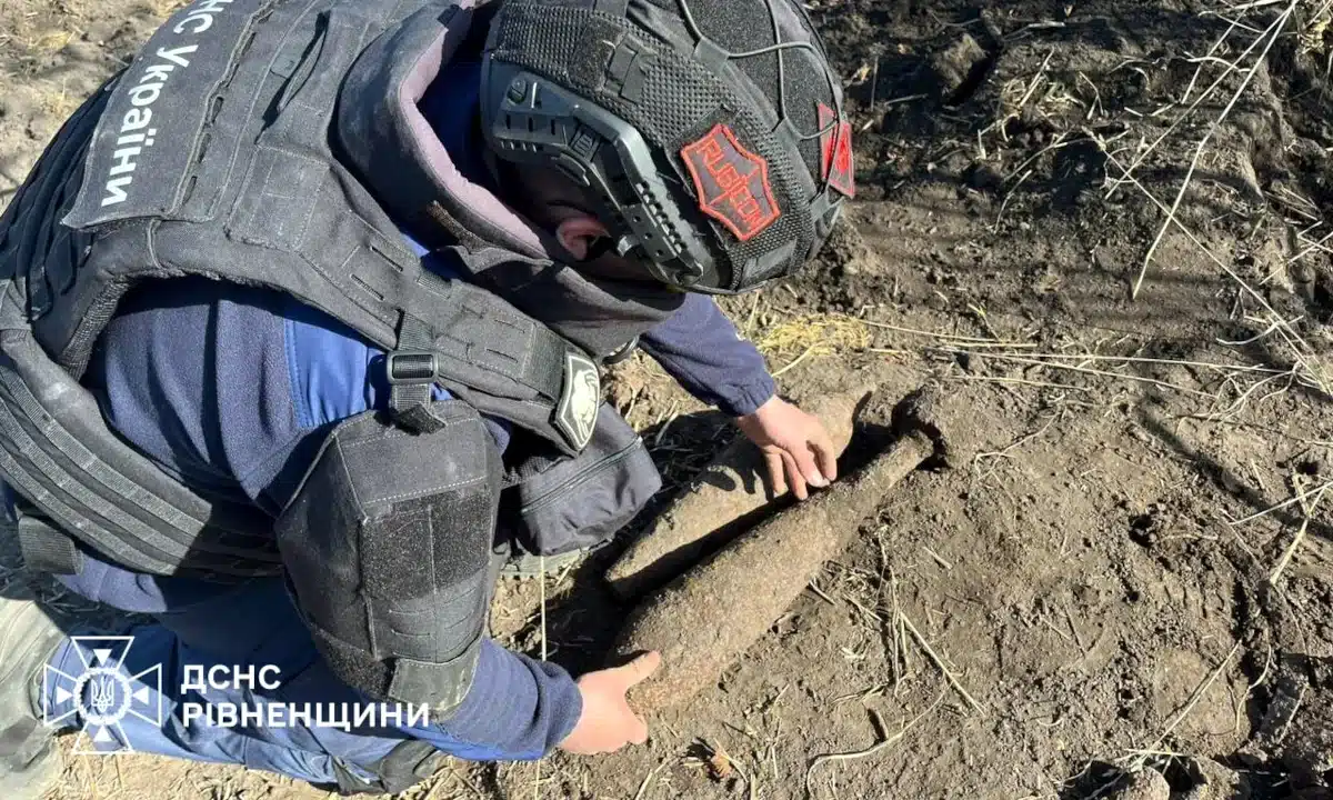 Вибухотехнік переносить міну.