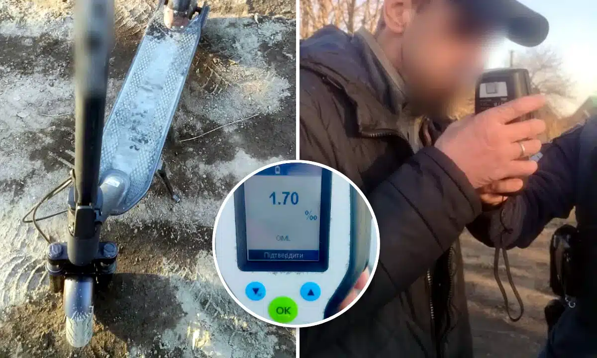 У Сарнах чоловік керував електросамокатом напідпитку – тест показав 1,70 проміле Електросамокат, водій і алкотестер.