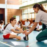 Конкурс: Формула активної нації шукає вчителів, які змінюють уроки фізкультури Вчителька вчить ученицю робити розтяжки.