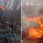 Рятувальник працює на місці загоряння.
