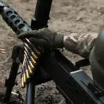 Рівненський нацгвардієць з кулеметом.