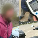 Нетверезий скутерист і алкотестер.