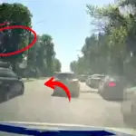 Момент порушення ПДР нетверезим водієм.