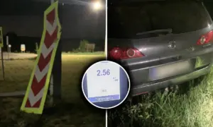 Водій із понад 2,5 проміле врізався у дорожній знак на трасі поблизу Рівного