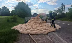 На трасі біля Рівного загорівся Volkswagen: рятувальникам вдалося врятувати авто від повного знищення